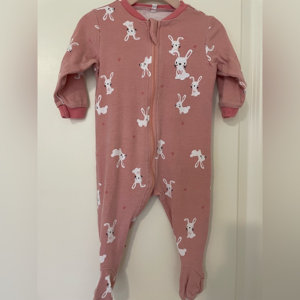 5/$30🍒Pekkle-Pink Bunny Print Kids One Piece